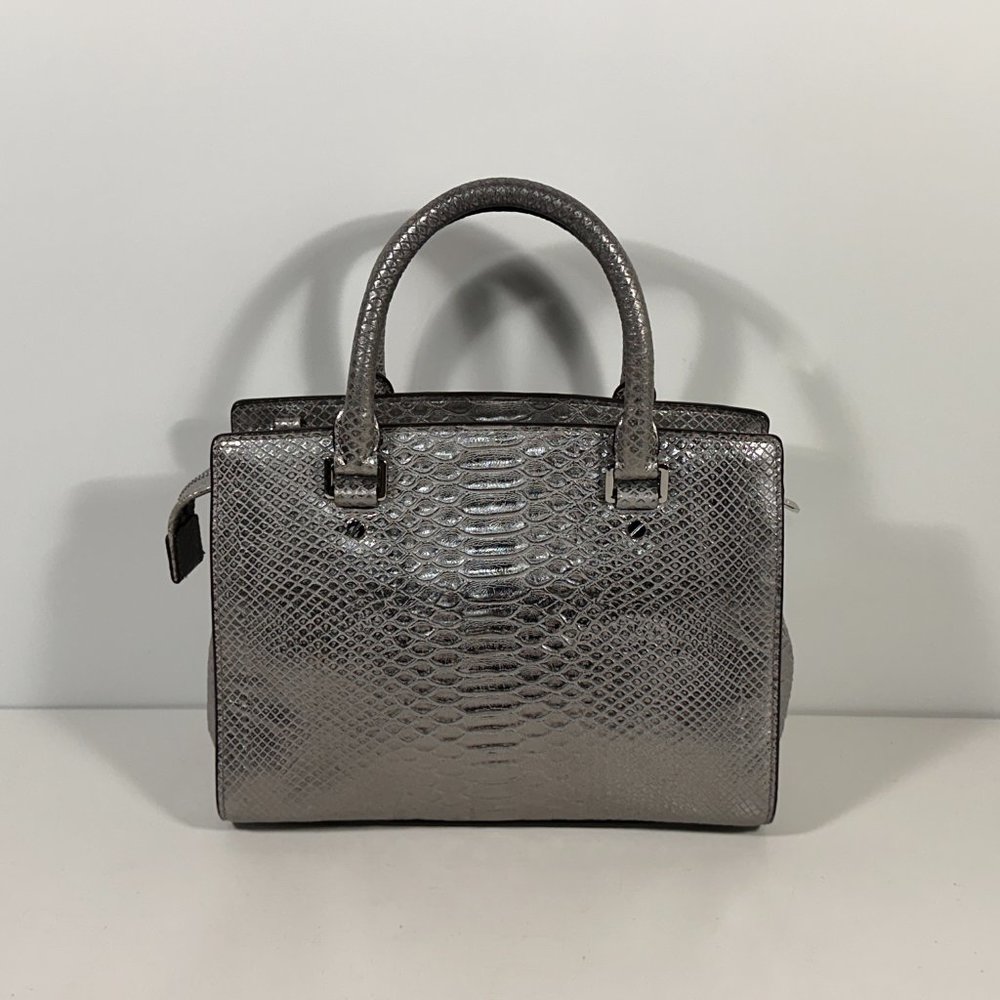Michael Kors Selma Silver Python Leather Shoulder… - image 3
